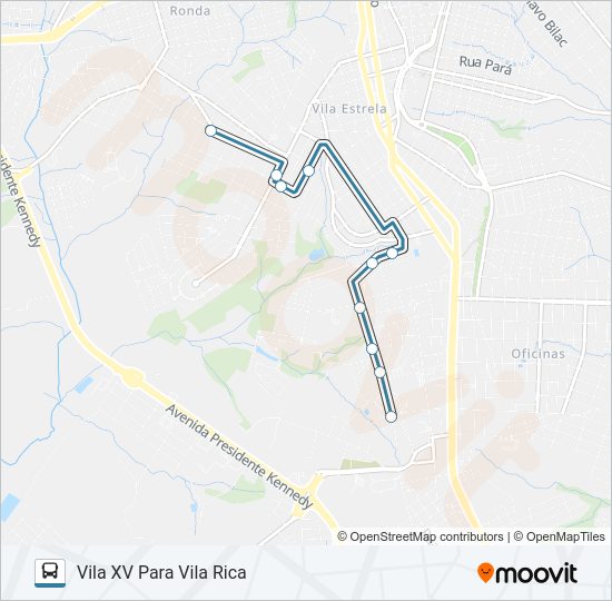 Mapa da linha 189 VILA RICA de ônibus