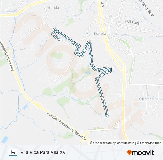 Mapa da linha 189 VILA RICA de ônibus