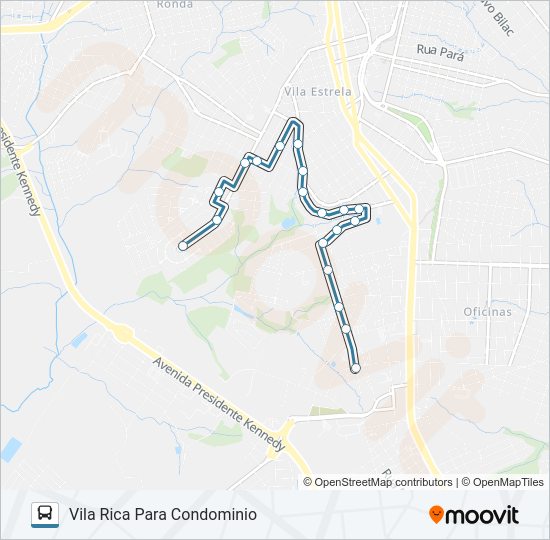 Mapa da linha 189 VILA RICA de ônibus