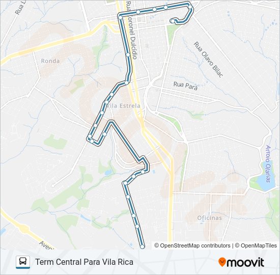 Mapa da linha 189 VILA RICA de ônibus