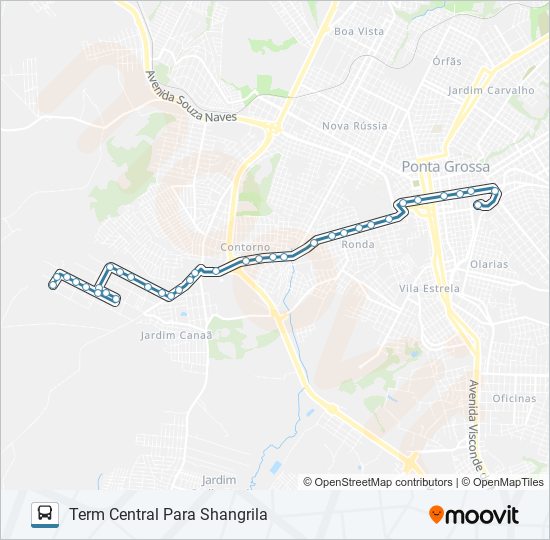 Mapa da linha 192 SHANGRILA de ônibus