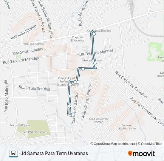 Mapa da linha 212 CACHOEIRA de ônibus