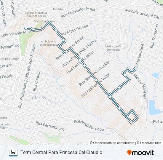 Mapa de 212 CACHOEIRA de autobús