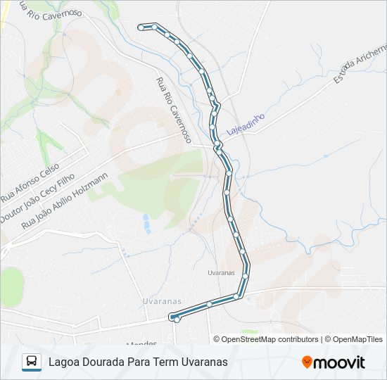 Mapa da linha 057 COSTA RICA de ônibus