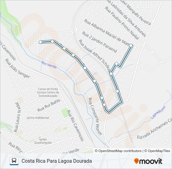 Mapa da linha 057 COSTA RICA de ônibus