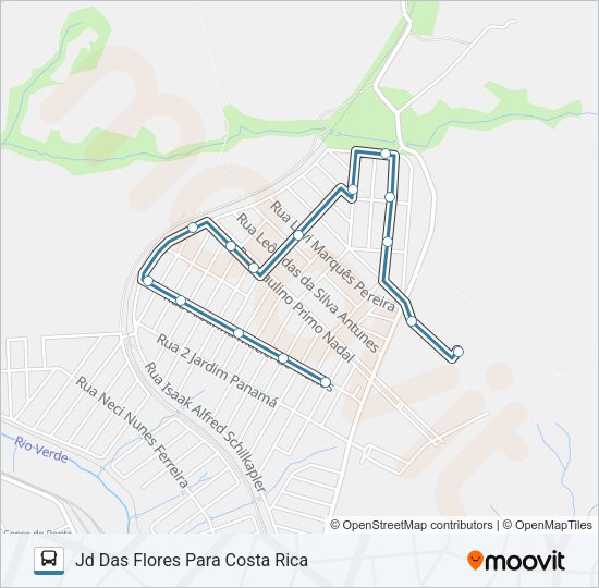 Mapa da linha 057 COSTA RICA de ônibus