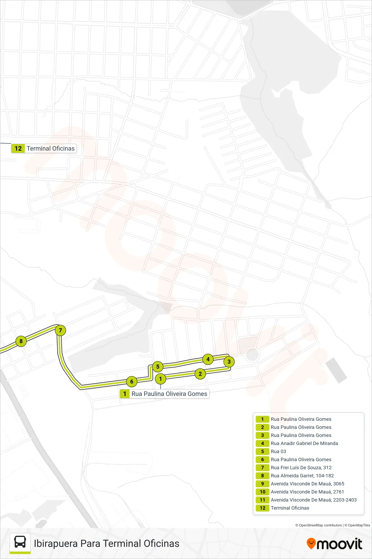 059 IBIRAPUERA bus Line (Ibirapuera Para Terminal Oficinas) route and stops on a map