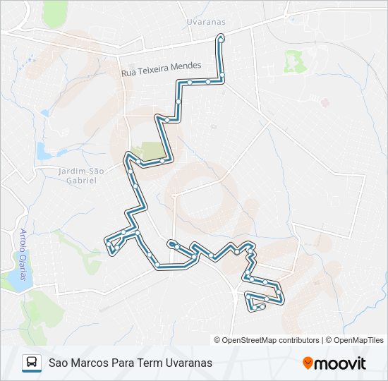 Mapa da linha 076 SAO MARCOS de ônibus