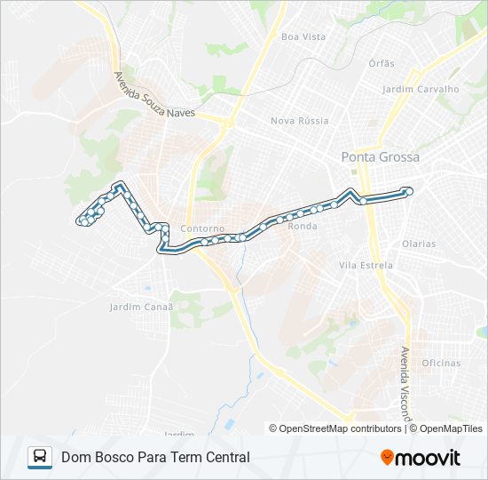 Mapa da linha 197 SANTA PAULA de ônibus