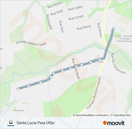 Mapa da linha 199 SANTA LUCIA de ônibus