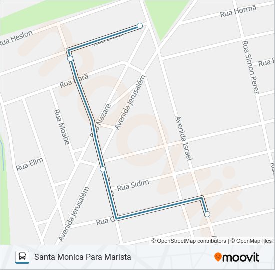 Mapa da linha 198 SANTA MONICA de ônibus