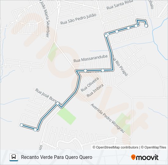 Mapa da linha 063 RECANTO VERDE de ônibus