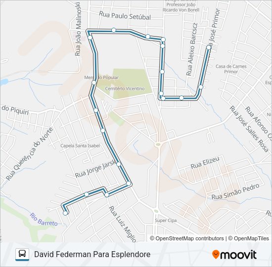 Mapa da linha 063 RECANTO VERDE de ônibus