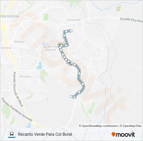 Mapa da linha 063 RECANTO VERDE de ônibus