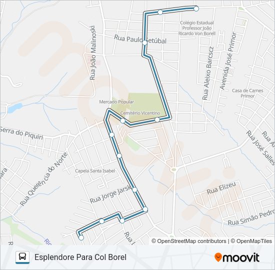 Mapa da linha 063 RECANTO VERDE de ônibus