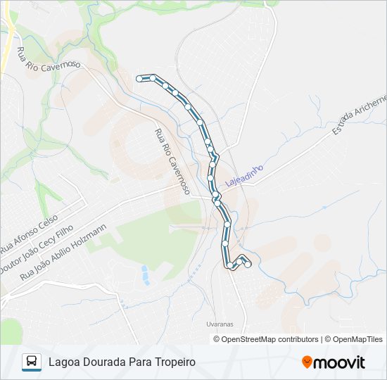 Mapa da linha 077 LAGOA DOURADA de ônibus