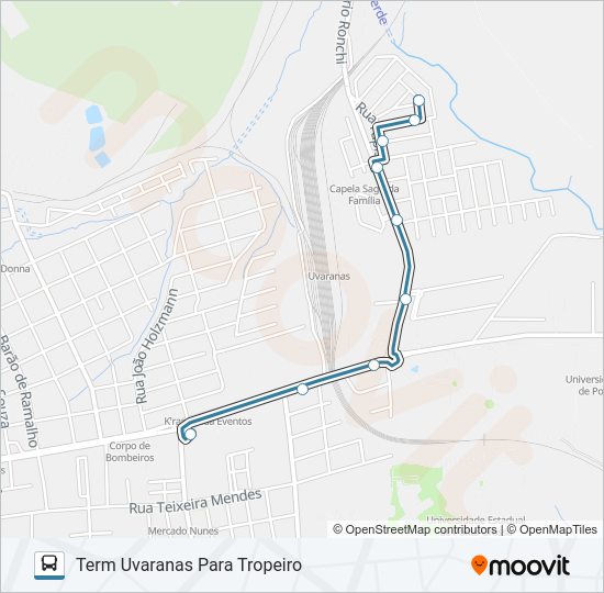 Mapa da linha 077 LAGOA DOURADA de ônibus