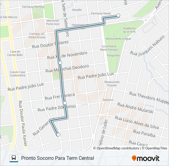 Mapa da linha 083 PRONTO SOCORRO de ônibus