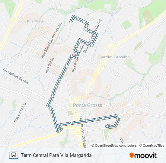 Mapa da linha 103 VILA MARGARIDA de ônibus