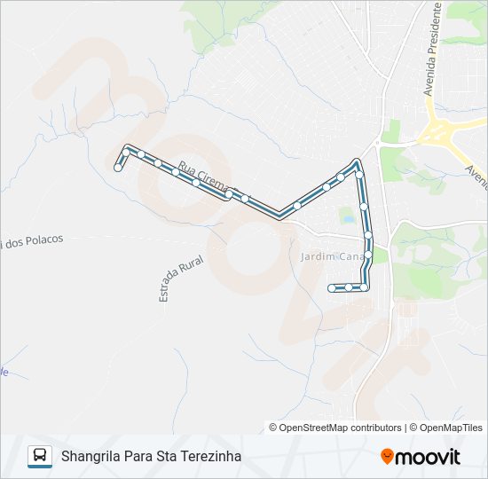 Mapa da linha 196 SANTA TEREZINHA de ônibus