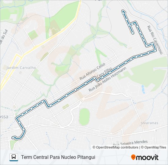 Mapa da linha 205 NUCLEO PITANGUI VIA RIO VERDE de ônibus