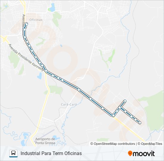 Mapa da linha 058 TERMINAL OFICINAS/TERMINAL UVARANAS de ônibus