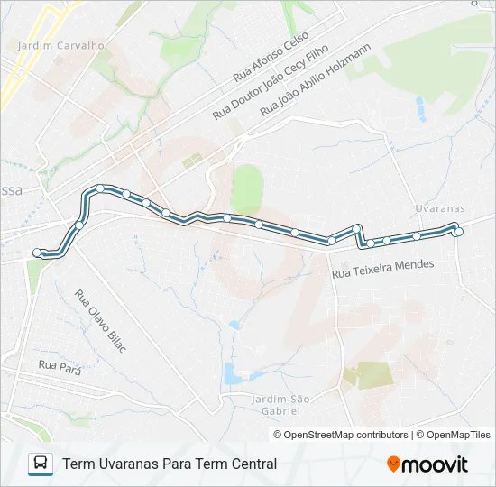 219 TERMINAL CENTRAL / TERMINAL UVARANAS Bus Line Map