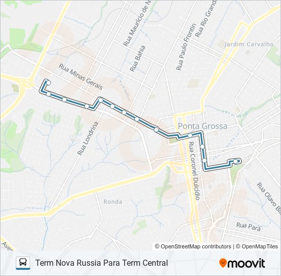 Mapa de 218 TERMINAL CENTRAL / TERMINAL NOVA RUSSIA de autobús