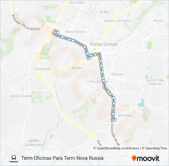 084 TERMINAL OFICINAS / TERMINAL NOVA RUSSIA Bus Line Map