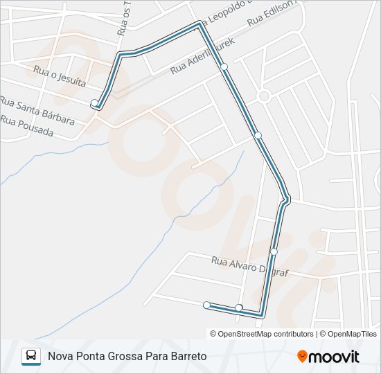 Mapa da linha 084 TERMINAL OFICINAS / TERMINAL NOVA RUSSIA de ônibus
