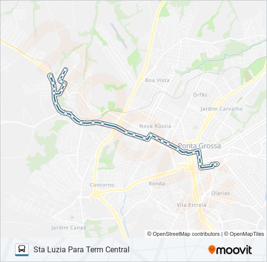 Mapa da linha 095 SANTA LUZIA / TERMINAL CENTRAL de ônibus