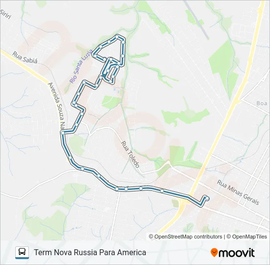 216 SANTA LUZIA / TERMINAL NOVA RUSSIA Bus Line Map