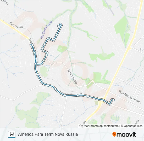 216 SANTA LUZIA / TERMINAL NOVA RUSSIA Bus Line Map