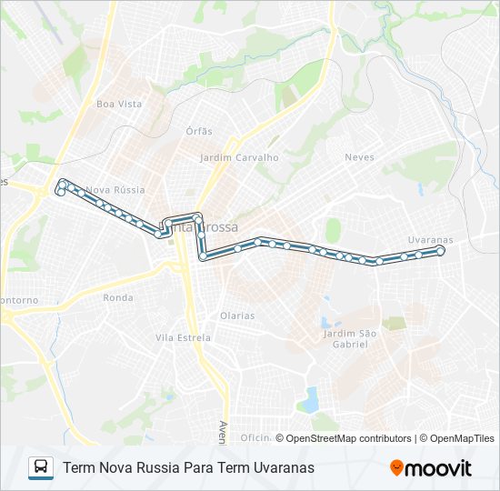 Mapa de 073 TERMINAL UVARANAS / TERMINAL NOVA RUSSIA de autobús