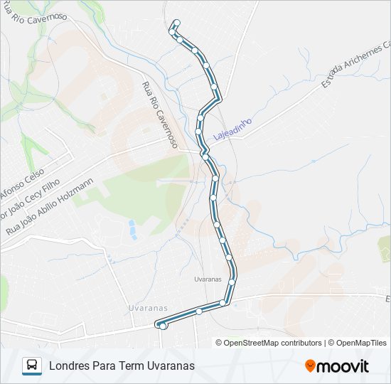 Mapa da linha 067 UEPG-HU de ônibus