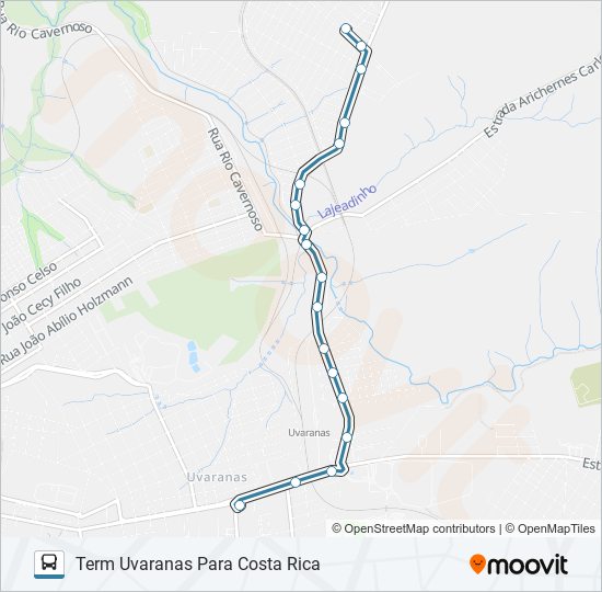 Mapa da linha 067 UEPG-HU de ônibus