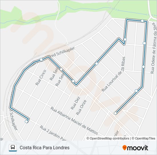 Mapa da linha 067 UEPG-HU de ônibus