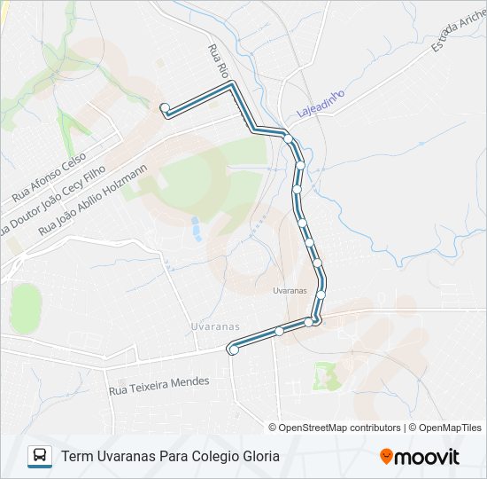 Mapa da linha 050 PLR - UTFPR de ônibus