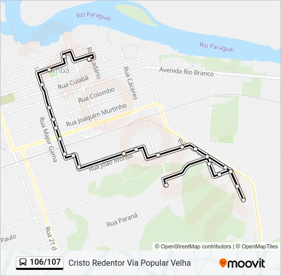 106/107 Bus Line Map