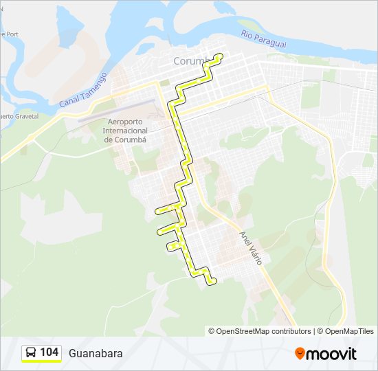 Mapa da linha 104 de ônibus