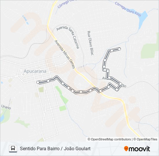 Mapa da linha 220 JOÃO GOULART de ônibus