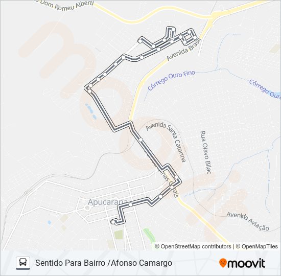 Mapa da linha 210 AFONSO CAMARGO de ônibus