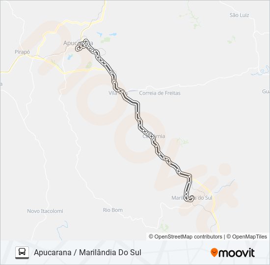 Mapa da linha 0576-400 APUCARANA / MARILÂNDIA DO SUL de ônibus