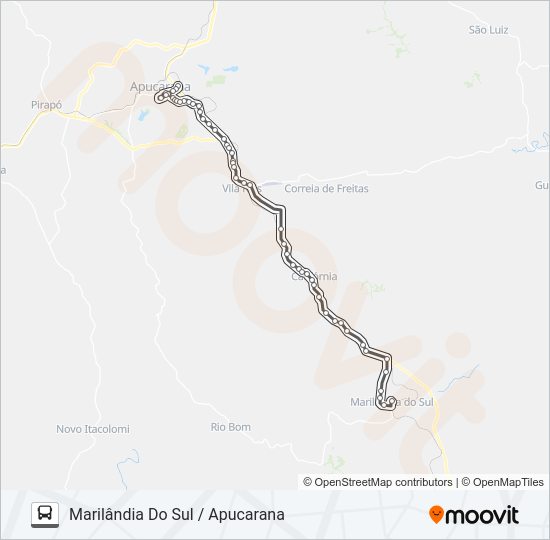 Mapa da linha 0576-400 APUCARANA / MARILÂNDIA DO SUL de ônibus