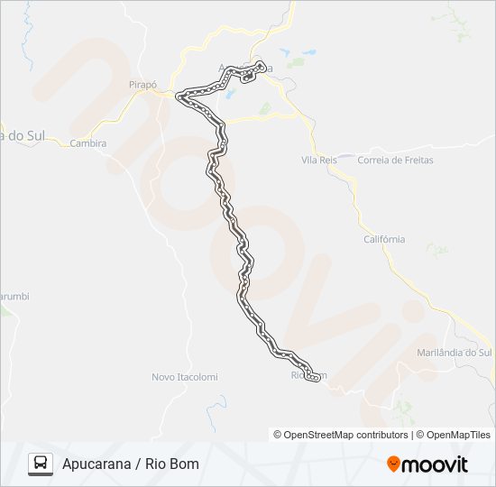 Mapa da linha 0579-400 APUCARANA / RIO BOM VIA SÃO DOMINGOS de ônibus