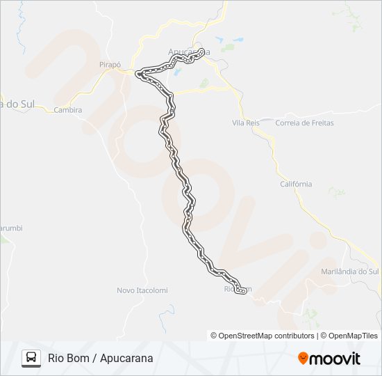 Mapa da linha 0579-400 APUCARANA / RIO BOM VIA SÃO DOMINGOS de ônibus
