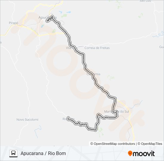 Mapa da linha 0872-400 APUCARANA / RIO BOM VIA MARILÂNDIA DO SUL de ônibus