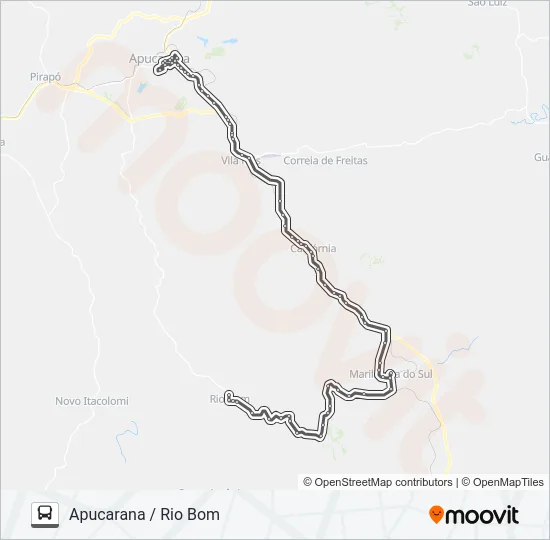 0872-400 APUCARANA / RIO BOM VIA MARILÂNDIA DO SUL Bus Line Map
