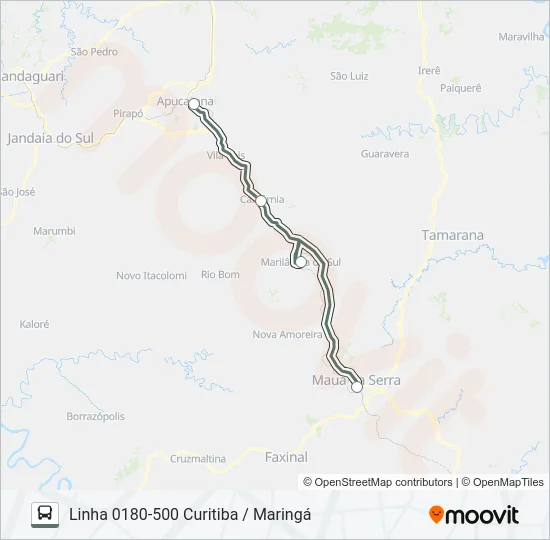1438-500 APUCARANA / MAUÁ DA SERRA Bus Line Map
