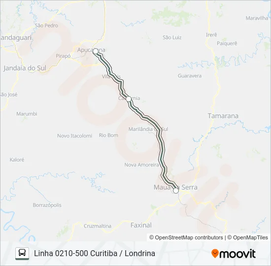 1438-500 APUCARANA / MAUÁ DA SERRA Bus Line Map